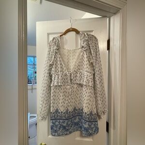 blue and white dress